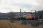 kbs-750-filsbahn 145 CL-002  mit Kesselwagen, unterwegs in Richtung Ulm/M�nchen bei Uhingen. (26,02,2012)