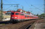 kbs-760-neckar-alb-bahn Verst�rkungszug nur Freitags auf der KBS 760 Stuttgart - T�bingen mit 110 416 und n-Wagen als IRE 3275 durch Esslingen am Neckar in Richtung T�bingen. (14,10,2011)
