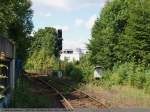 KBS 761 Modernisierung Hs Kirchheim/Teck - S�d eine Woche vor der Gleiserneuerung zwischen Kirchheim/Teck und Oberlenningen. Links geht es von Kirchheim/Teck kommend �ber die Br�cke nach Oberlenningen rechts nach Weilheim an der Teck. B�cke und Schienen sind noch bis Nabern vorhanden. (28:08:2010)