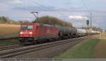 kessel--und-silozuge 185 226 zieht einen Kesselwagenzug in Richtung Stuttgart durch Ebersbach/Fils. (30,03,2011)