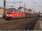 kohle--erz--und-kokszuge Gerade noch rechtzeitig hat es der ICE 3 geschafft durch den Bf Esslingen/Neckar zu fahren, bevor 185 309 und 185 ? mit ihren Fals-Wagen kam. (01,03,2011) 