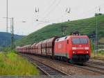 kohle--erz--und-kokszuge 152 022-0 bringt einen Gemischten Kohlezug nach Altbach zum dortigen Kohlekraftwerk der EnBW. (05,08,2010)