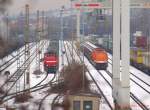 MaK G 1700 Eine MaK 1700BB der HGK und zwei Locon eine (als Locon 211 '92 80 1293 502-1 D-LOCON') und Locon 212 stehen im Stuttgarter Hafen. (18,02,2010)