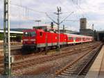 re Doppelbespannung am RE 19475 nach Aalen mit 143 012 und 146 216-7 abfahrt um 18:22 Uhr. (25,07,2010)