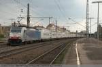sattelauflieger-klv Gezogen von der Lokomotion 102 / 186 102, f�hrt der Ekol durch Esslingen am Neckar in Richtung Stuttgart/Worms. (14,04,2011)