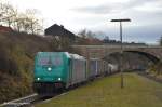 sattelauflieger-klv 185 610 mit KLV durch Darmstadt-S�d in Richtung Heidelberg. (13,12,2011)