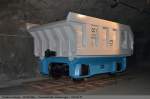 Neu entwickelter Grubenwagen 001 der LKAB um mehr Inhalt aufzunehmen, ausgestellt im Grubenmuseum (Eintritt ist nur mit einer Fhrung mglich).