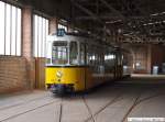 SHB Stuttgarter Historische Strasenbahnenahnen e.V. GT4 TW 632 der SSB steht abgestellt in der Fahrzeughalle des Stra�enbahnmuseum Stuttgart.  (11,04,2010)