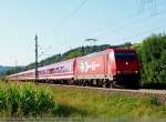 sonderzuge 185 632-7 mit DPF 13291 (Pilgerzug) Internationale Ministrantenwahlfahrt - Rom 2010 um 18:11 Uhr bei Kuchen. (01,08,2010)