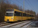 Stadtbahn Stuttgart Einfahrt des DT8.10 / 3346 in die Endhaltestelle Leinfelden . (30,01,2011)