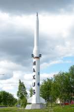 Eine Rakete in Kiruna erinnert an Esrange(European Space and Sounding Rocket Range) einem Raketenstartplatz fr den Start von Hhenforschungsraketen in der Nhe von Kiruna. (18:06:2011)