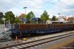 Wagen 11 Wagen H-�PCEL Sgs �BB mit neuen Stahlschwellen stehen auf Gleis 1 der Oberlenninger Bahn. (29:08:2011)