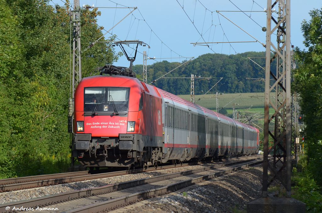 1116 147 + 1116 115 mit EC 112 mit + 30 aus  Sperrung Ulm-Beimerstetten wegen Oberleitungsschaden  durch Uhingen in Richtung Stuttgart. (05,08,2012)