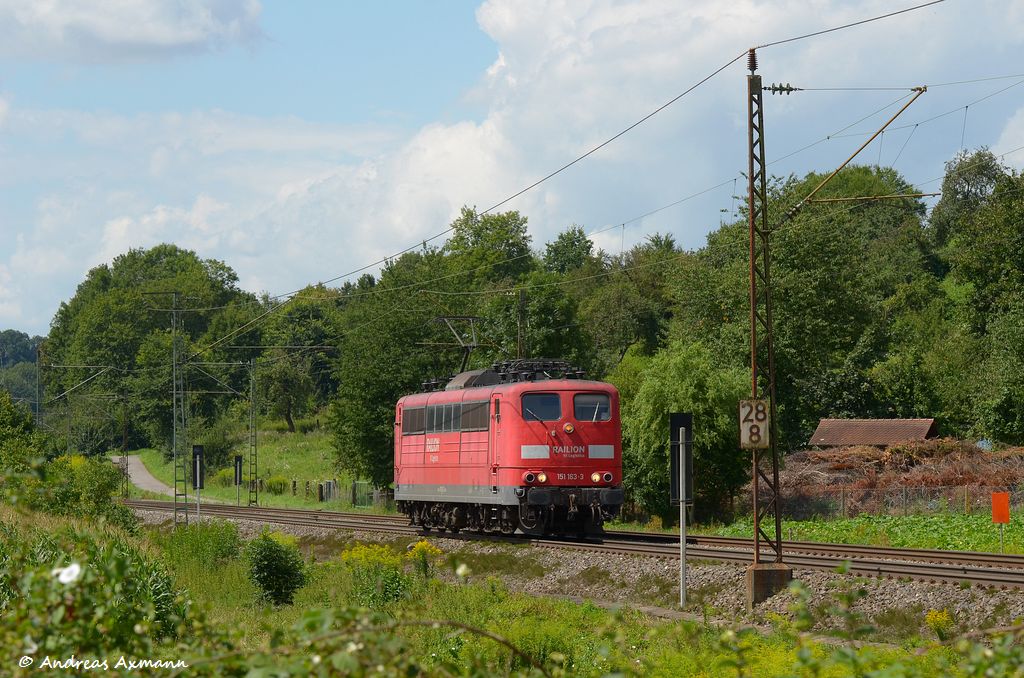 151 163 auf Tfzf durch Reichenbach/Fils in Richtung Ulm/Mnchen. (03,08,2012)