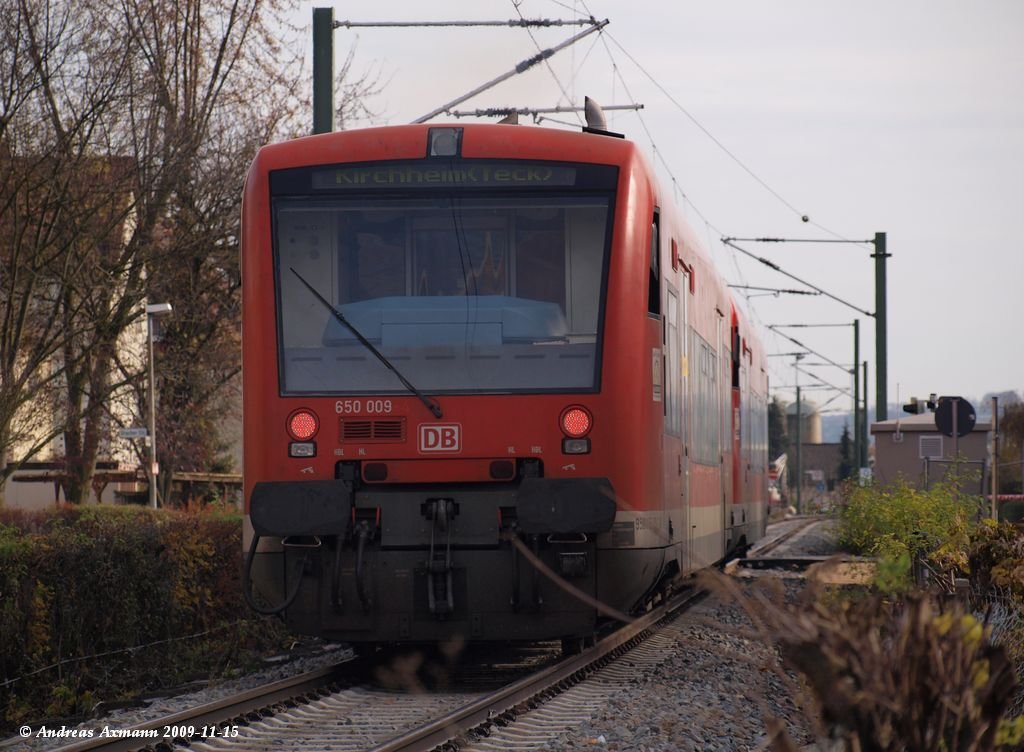650 009 / Wendlingen am Neckar / RB13947 nach Kirchheim unter Teck. (15.11.2009)