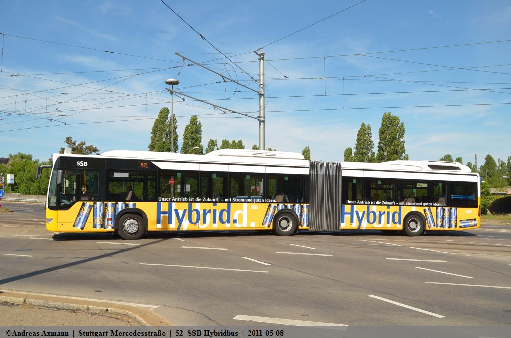 Auf der Linie 52 mit einem SSB Hybridbus unterwegs. (08;05;2011)