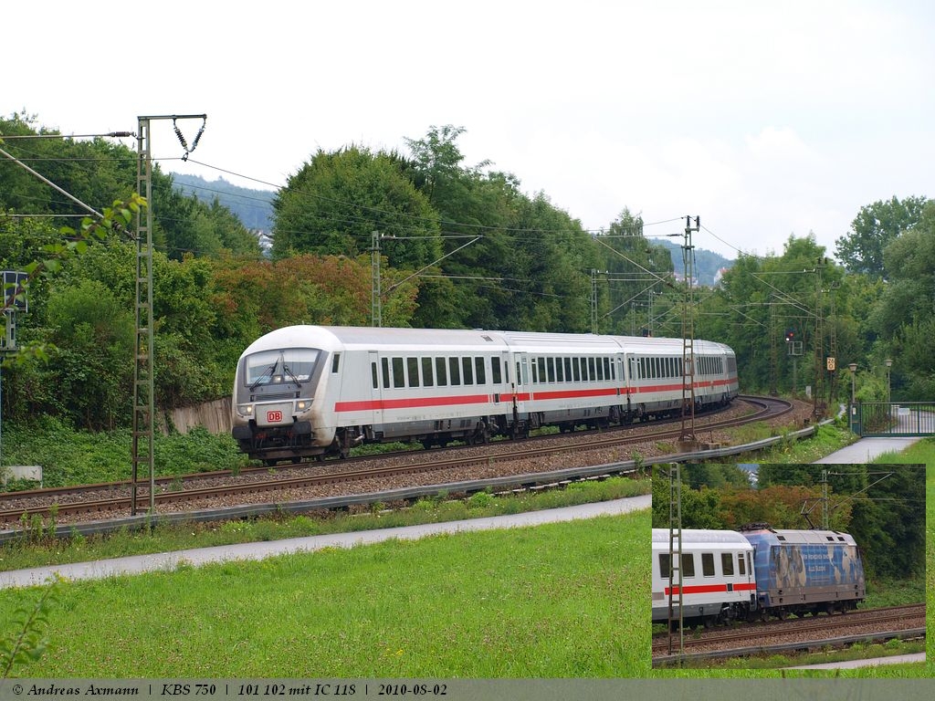 IC 118 mit 101 102 auf dem Weg von Salzburg nach Stuttgart/Mnster(Westf.). (02,08,2010)