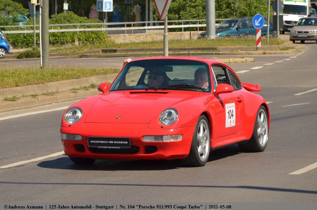 Nr. 104  Porsche 911/993 Coup Turbo  1996 / Geburtstagscorso 125 Jahre Automobil an der Knig-Karls-Brcke/Mercedesstrae. (08;05;2011)