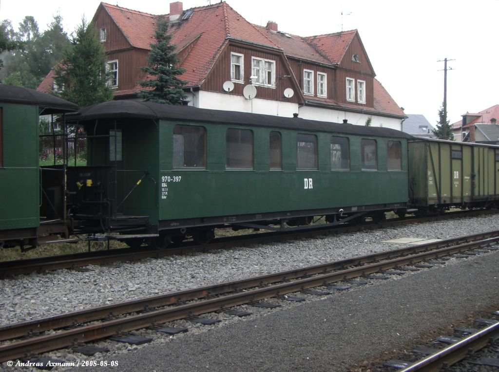 Wagen 970 397 abgestellt in Bertsdorf. Whrend der Historik Mobil am (09/10.08.2008).