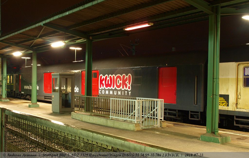 Wagen D-SVG 55 50 89-35 706 2 (KWICK) ist fr den Lovetrain Sdz 1329 zur Loveparade in Duisburg bereitgestellt. (23,07,2010)