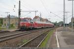 BR 218 mit Zugen/138279/218-431-und-218-496-ziehen 218 431 und 218 496 ziehen ihren IRE 4244 von Lindau nach Stuttgart durch Esslingen am Neckar. (11,05,2011)