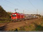 1116 033 und 1116 260 (Europischer Lokfhrerschein) mit EC 112 auf dem Weg von Klagenfurt nach Siegen bei Ebersbach/Fils. (10,10,2010)