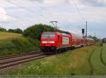 146 201 ist mit RE 19231 auf dem Weg nach Ulm bei Ebersbach/Fils.