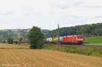 152 006 mit KLV durch Uhingen in Richtung München. (03,08,2012)