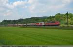 151 060 mit Container/KLV als Umleiter ber die Filsbahn in Richtung Mnchen bei Ebersbach/Fils. (14,05,2011)