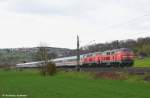 kbs-750-filsbahn/192815/ic-2013-mit-218-487-und IC 2013 mit 218 487 und 218 456 durch Uhingen nach Obersdorf. (21,04,2012)