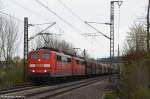 151 084 und 151 133 mit Falns-Zug durch Uhingen in Richtung Stuttgart/Kornwestheim. (25,04,2012)
